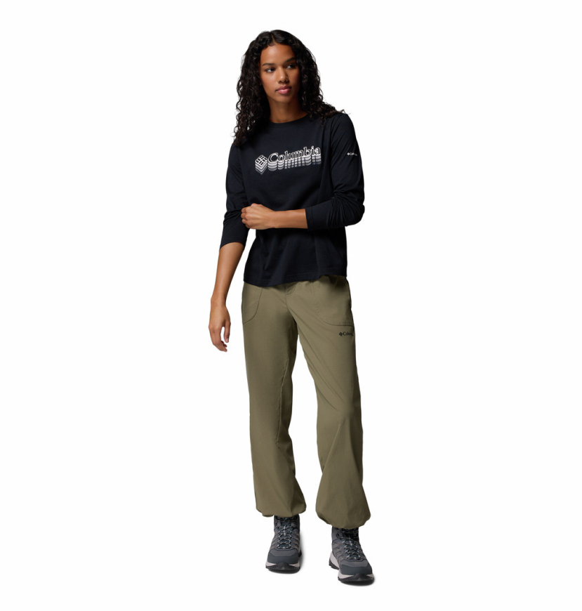 Жіночий лонгслів Columbia Rolling Bend Graphic LS Crew 2135231 - Зображення №5