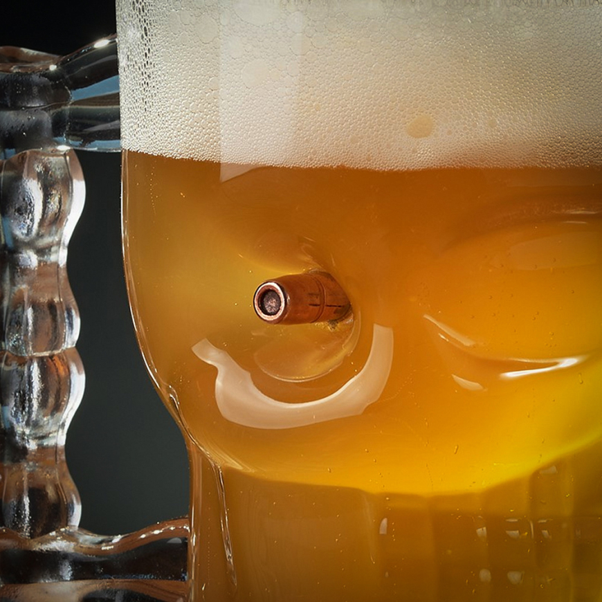 Бокал для пива череп з кулею GAF BFBSKP - Зображення №4