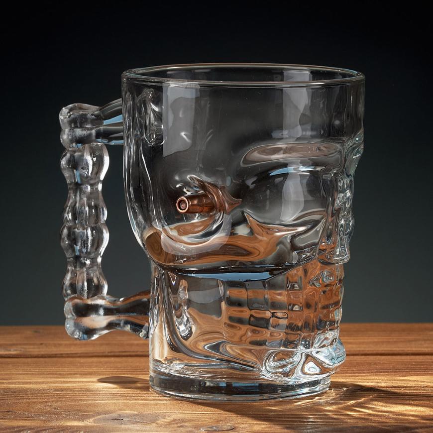 Бокал для пива череп з кулею GAF BFBSKP - Зображення №5